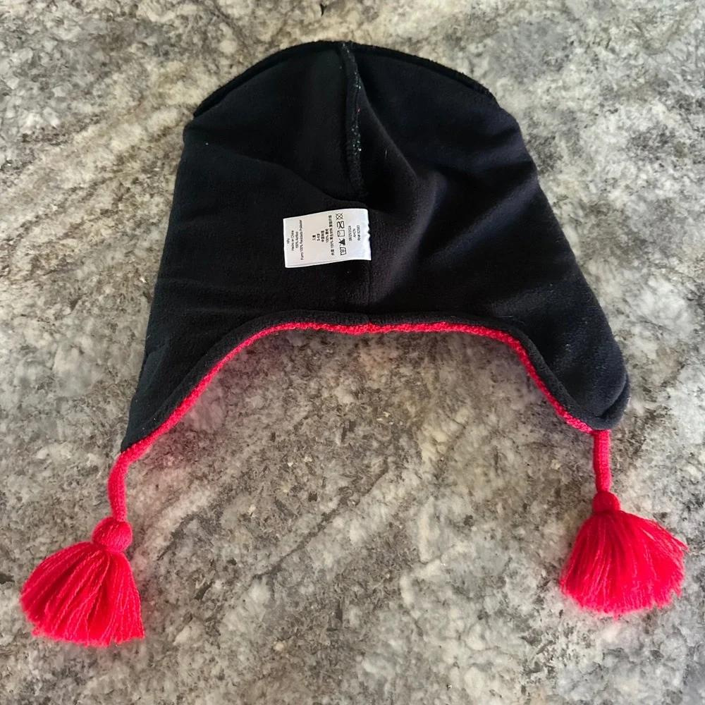 Turtle Fur Kids Dinosaur Knit Trapper Hat Fleece Lined Earflap Beanie Red Black